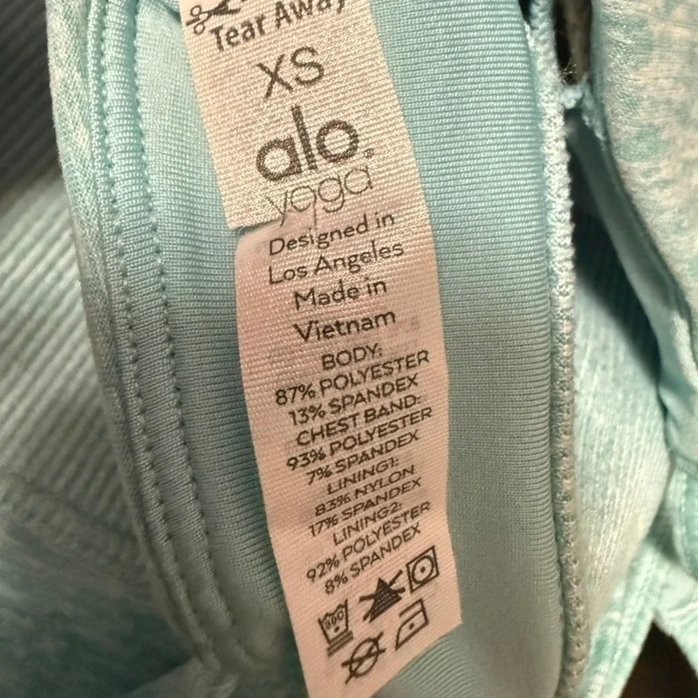 ALO Yoga Lavish Bra XS‎ Light Blue Heathered Crisscross Back Activewear Top